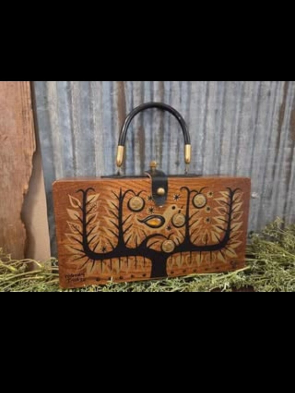 Vintage ENID COLLINS Money Tree XIII 1966 Wooden Purse/Handbag
